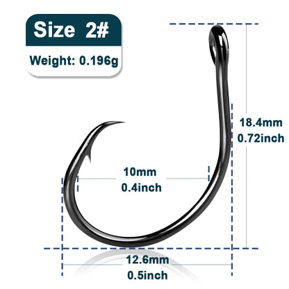 Non-Offset Saltwater Inline Circle Fishing Hooks