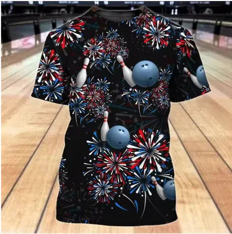 Vintage Strike Pin Graphic Bowling Shirt