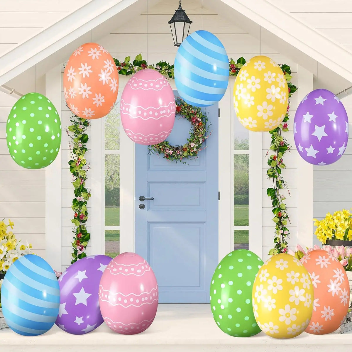 12 Pcs Fall Inflatable Leaf Outdoor Decorations, Large Inflatable Maple Leaf Ball Balloons