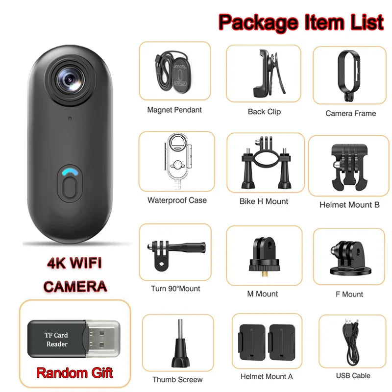 4K Mini WiFi Magnetic POV Body & Action Camera