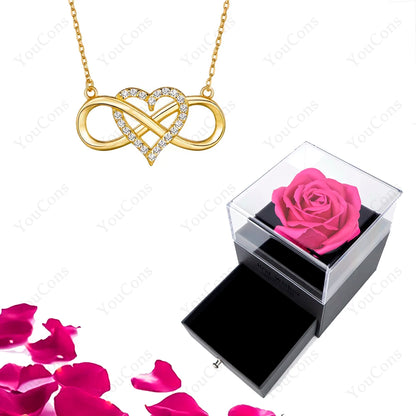 Luxury Heart Pendant Necklace with Rose Gift Box
