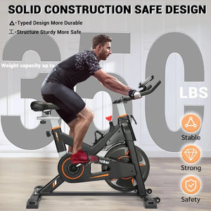 Stationary Bike with Silent Belt Drive Heavy Flywheel Multigrips Handlebar