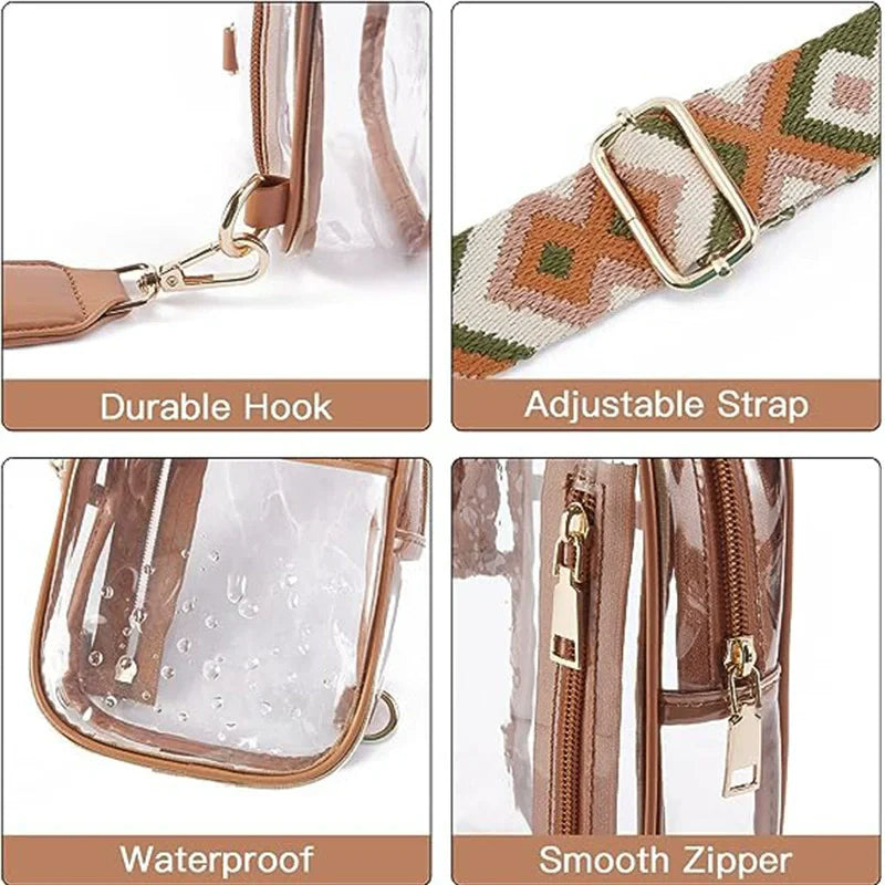 Clear Decorative Print Crossbody Bag