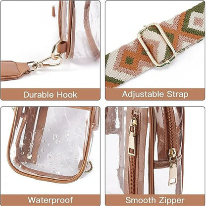 Clear Decorative Print Crossbody Bag