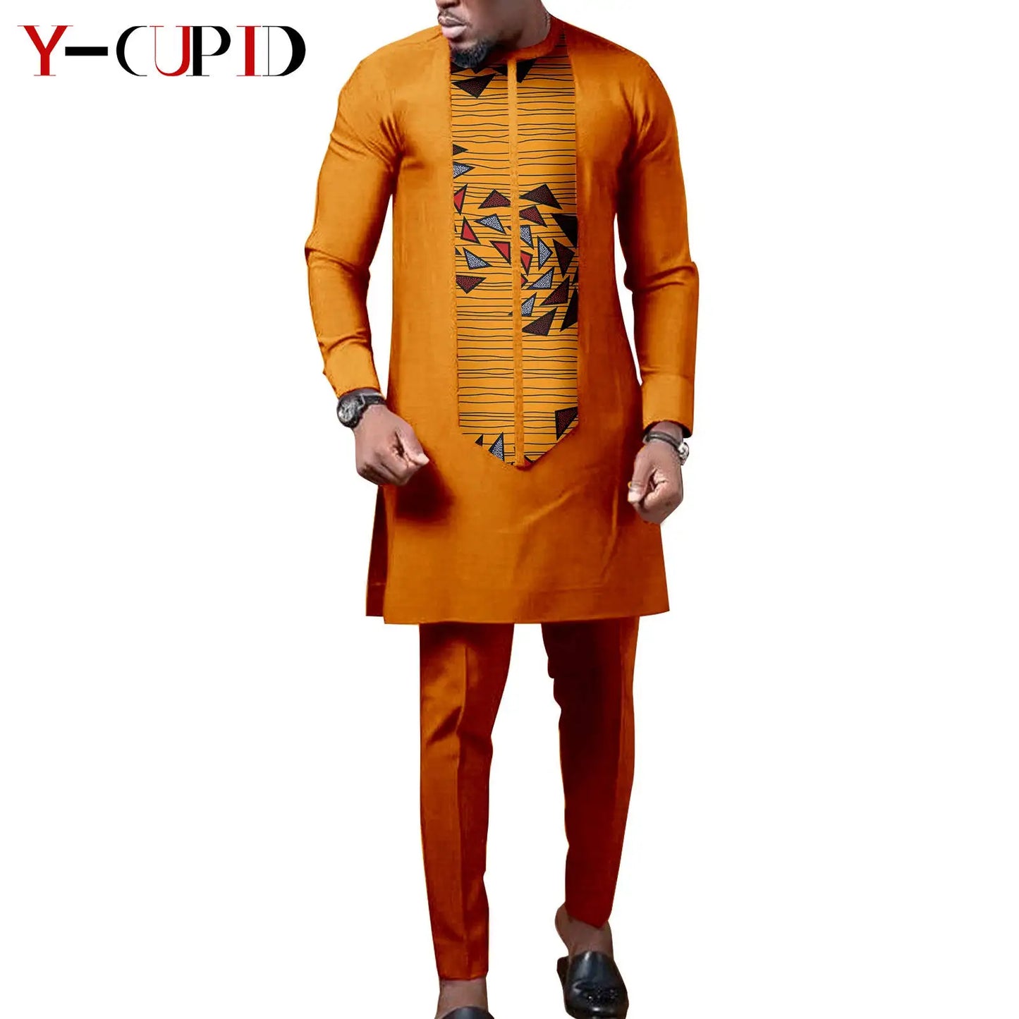 African Print Matching Couple Outfits Men's Dashiki Shirt Set & Women's Dress