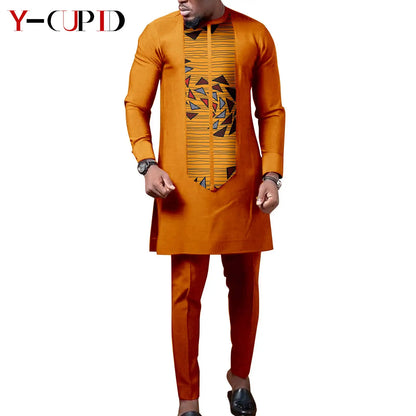 African Print Matching Couple Outfits Men's Dashiki Shirt Set & Women's Dress