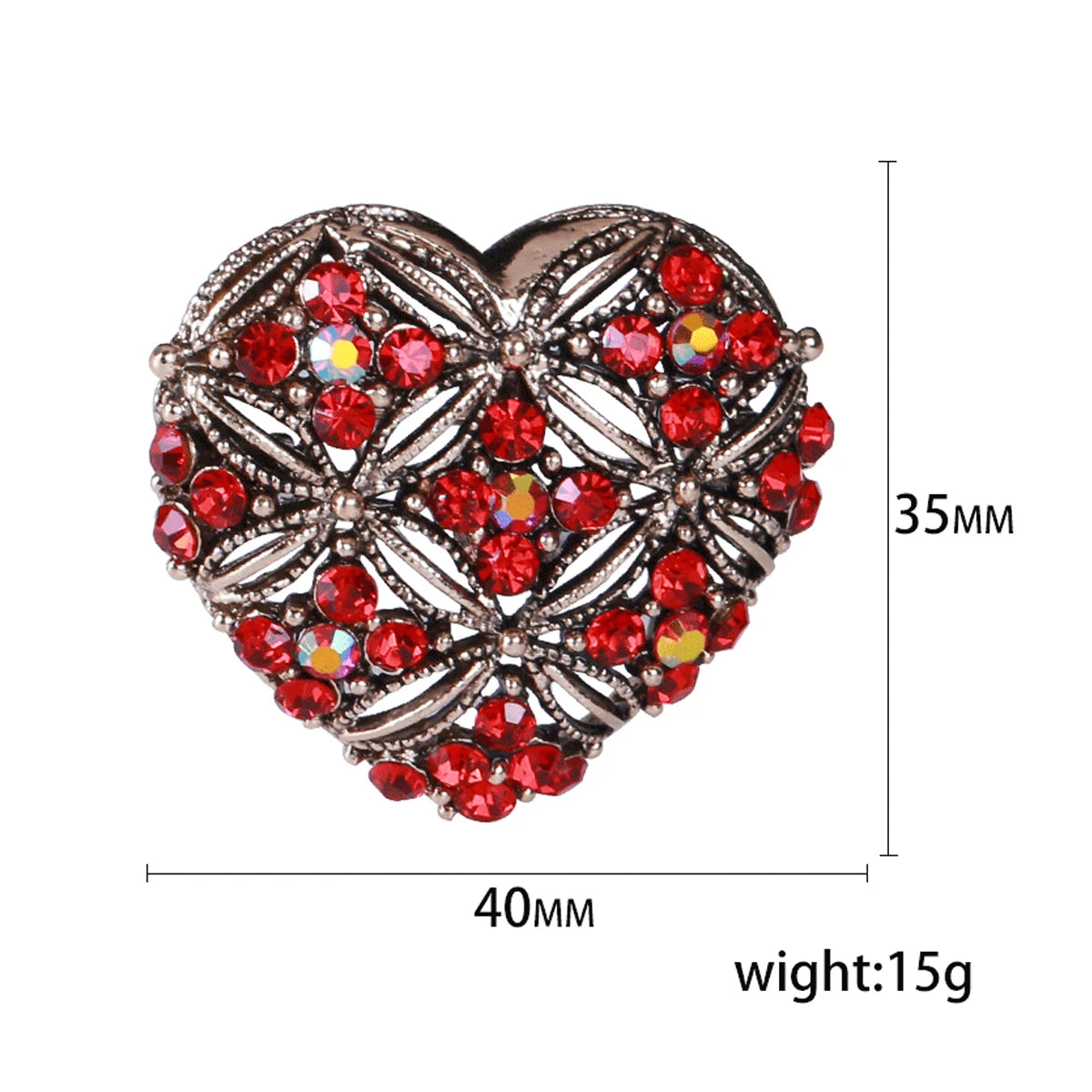 Valentine's Day Romantic Rhinestone Heart Brooches