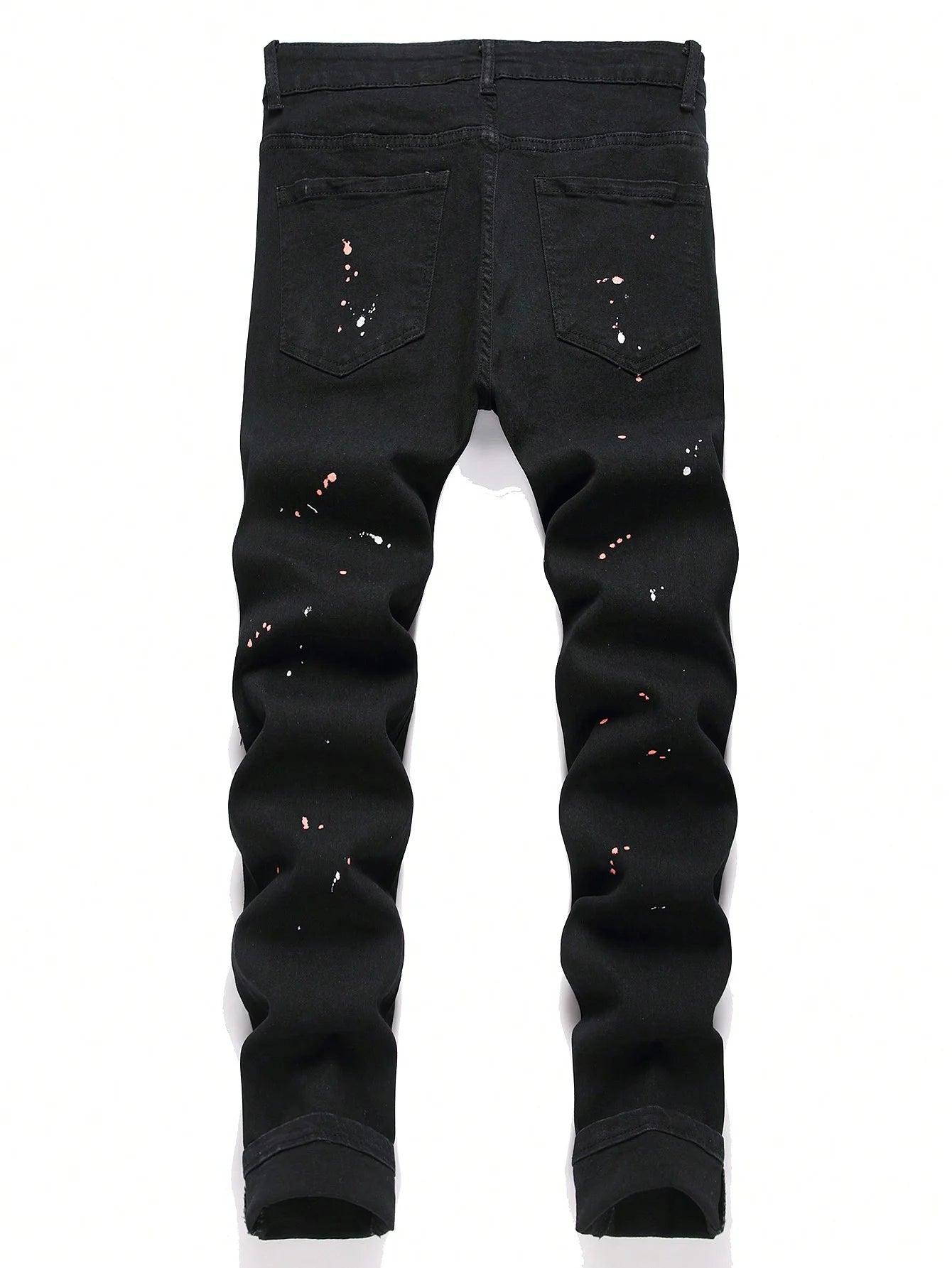 Men’s Ripped Patchwork Slim Fit Stretchy Jeans