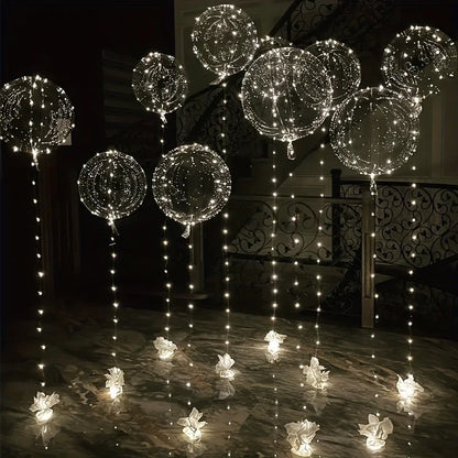 5 Sets LED Glow Balloons 20 Inch Clear Light Up Bobo Balloon