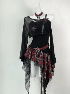 Hot Fashion 2-Pce  Blouse + Chic Irregular Dress