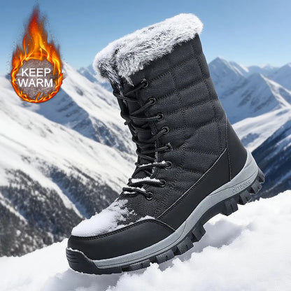 PUAMSS Men's Outdoor Winter Fleece-Lined Canvas Boots