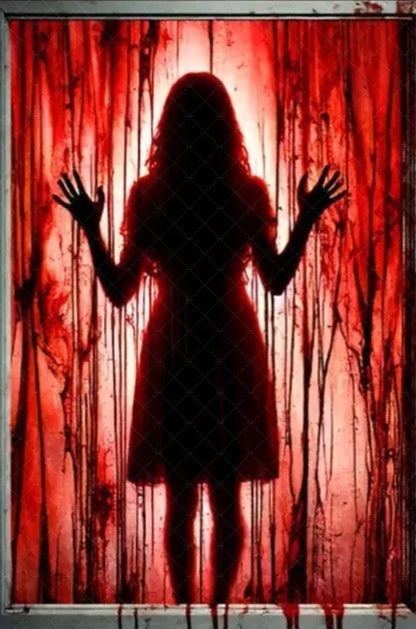 Scary Halloween Window Curtain & Backdrop