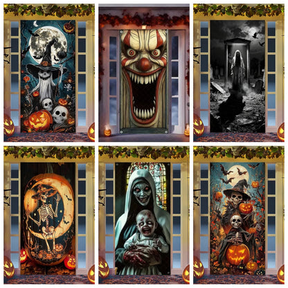 Spooky Ghostly Clown Door Curtain Backdrop