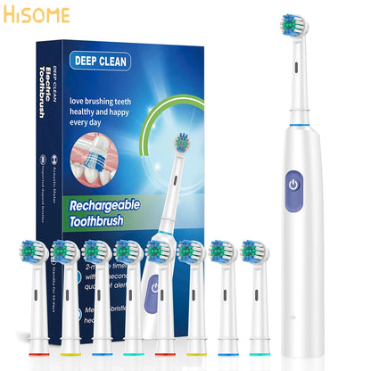 Electric Rotary Cleaning Tooth Brush With Timer & 8 Head