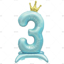 42" Colored Number Stand Foil Balloons with Crown Figures