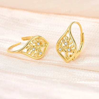 925 Sterling Silver CZ Zircon Gold-Plated Hoop Earrings – Sparkling Minimalist Jewelry