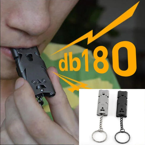 Portable 180 db Aluminum Alloy Double Tube Lifesaving Emergency Whistle