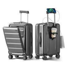Airline Approved Front Pocket Hardside Travel Suitcase with Cup Holder & Charging Port