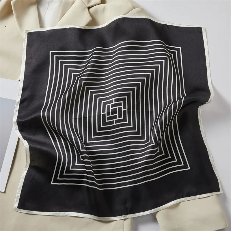VISUAL AXLES 100% Mulberry Silk Striped Square Scarf (21" x 21")