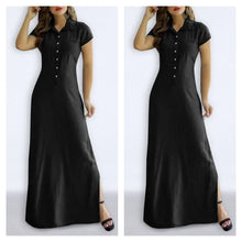 Cross Border Long Dress Shirt Collar Split Pocket Large Swing Dress