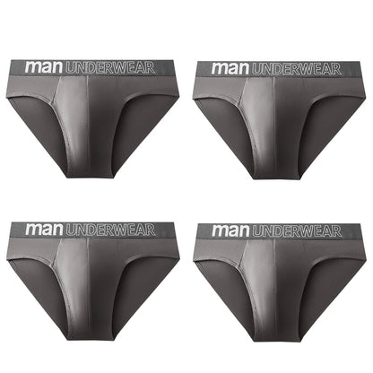 4-Pack Men's Breathable Elastic Briefs - Letter Print Waistband Underwear