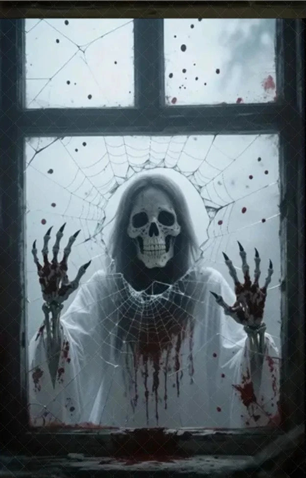 Scary Halloween Window Curtain & Backdrop