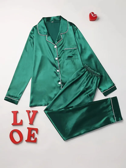Solid Color 2Pce Long Sleeve Pajama Set