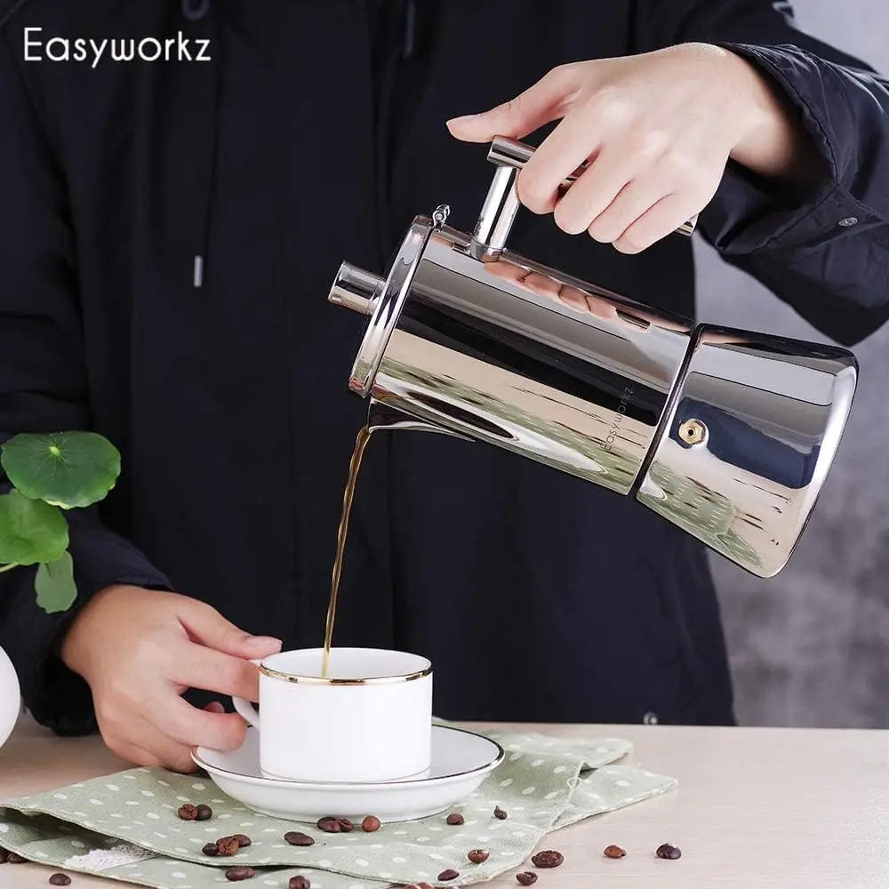 Easyworkz Diego Stovetop Espresso Maker Stainless Steel Italian Coffee Machine