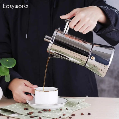 Easyworkz Diego Stovetop Espresso Maker Stainless Steel Italian Coffee Machine