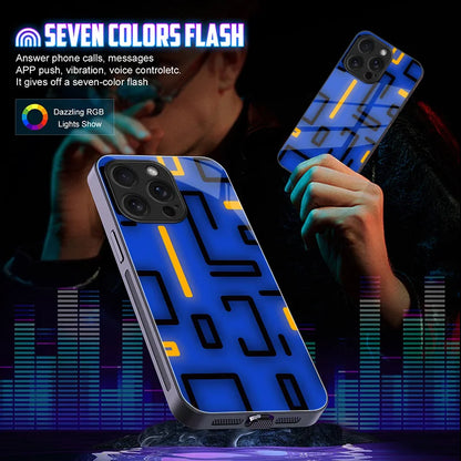Luminous Animated LED Call Light Phone Case for iPhone 17, 16, 15, 14, 13, 12, 11 Pro Max – Tempered Glass Back Cover