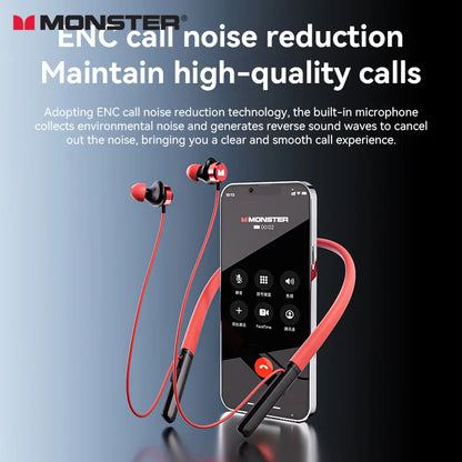 Monster Wireless Bluetooth 5.3 Neckband Headphones with Button Function