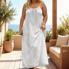 Backless Casual Solid Color Loose Fitting Sleeveless Dress