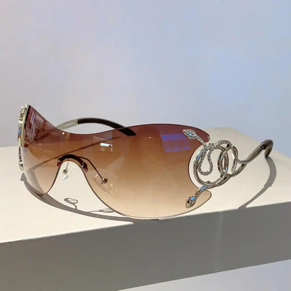 KLASSNUM Rimless Stylish Gradient Lens Metal Frame Eyewear