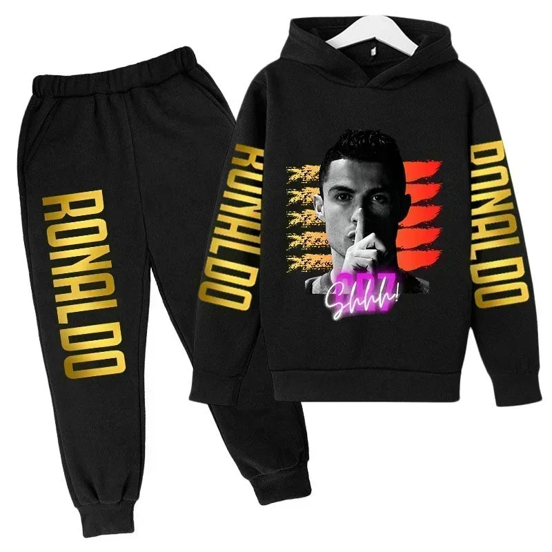 Ronaldo Print Hoodie + Pants Suit Set