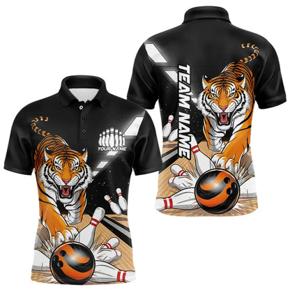 Custom Tiger Graphic Bowling Team Polo Shirt