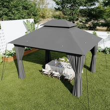 Outdoor Gazebo 10x12 Metal Frame Canopy with Double Roofs with Mosquito Net