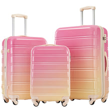 Hardshell 3-Piece Gradient Color Expandable Suitcase with Wheels and TSA Lock