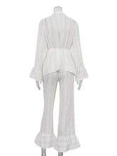 Long Sleeve Top and Long Ruffled Bottom Loose Fit Pajamas