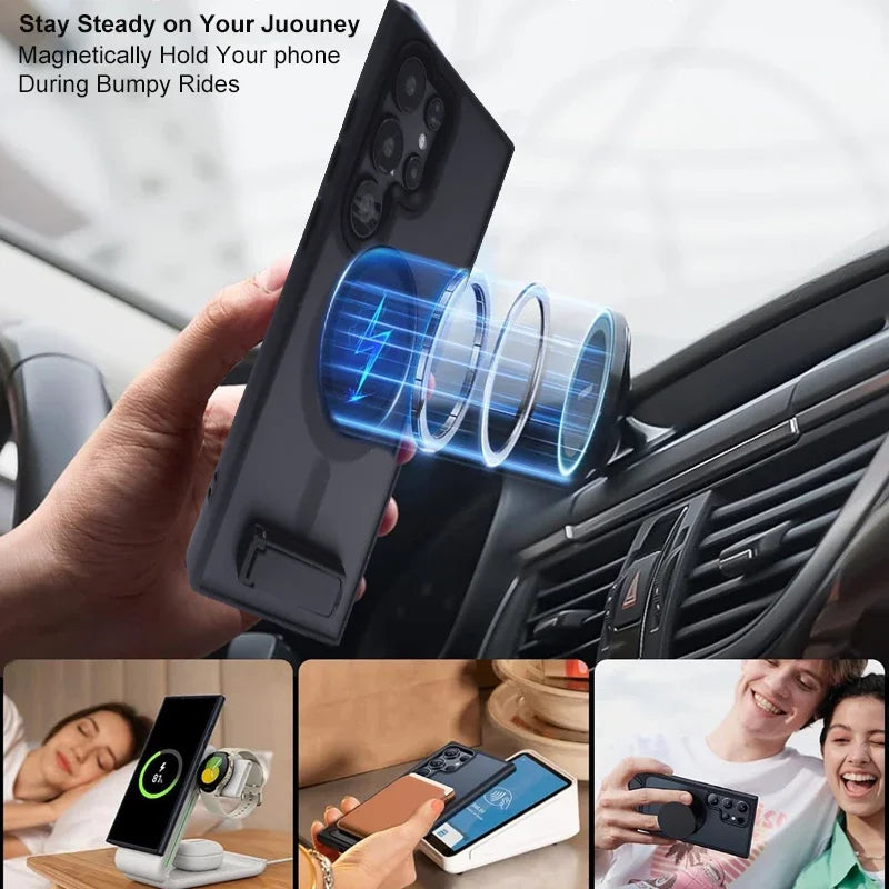 UYUXIO Magnetic Mobile Phone Case with Kickstand for Samsung Galaxy