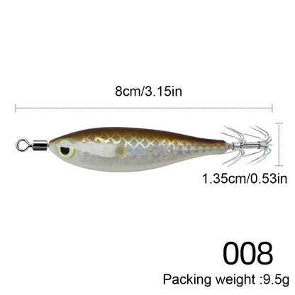 Luminous 80mm Squid Jig Hook Fishing Lures (Artificial Hard Bait)