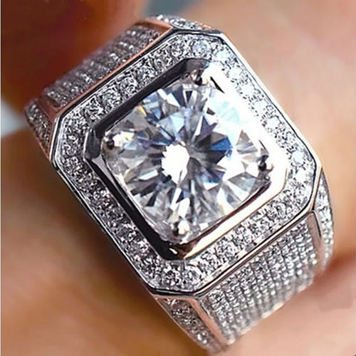 925 Sterling Silver Ring With Zircon Crystals