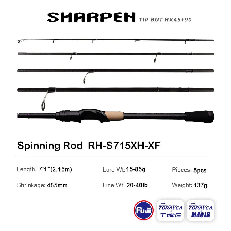PURELURE SHARPEN Soft Lure Long Spinning and Casting Action Rods