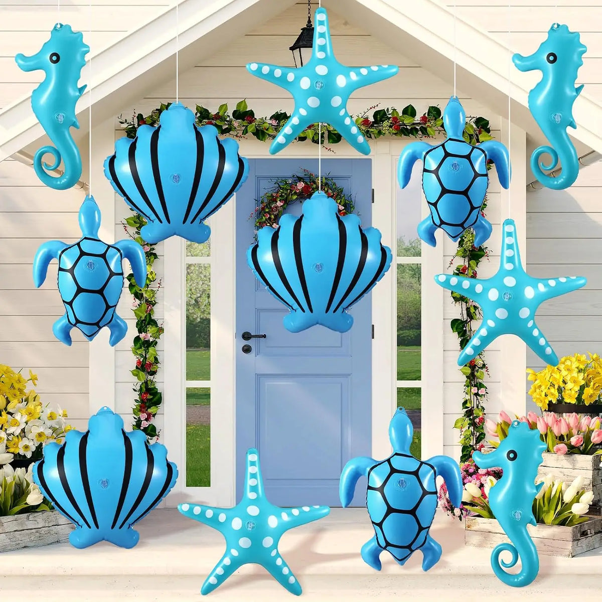 12 Pcs Fall Inflatable Leaf Outdoor Decorations, Large Inflatable Maple Leaf Ball Balloons