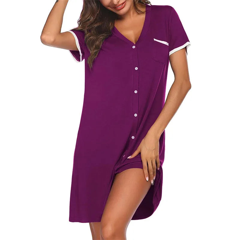 Women's Summer Casual Swing T-Shirt Dress - Loose Fit Beach Cover-Up Mini Dress with Pockets