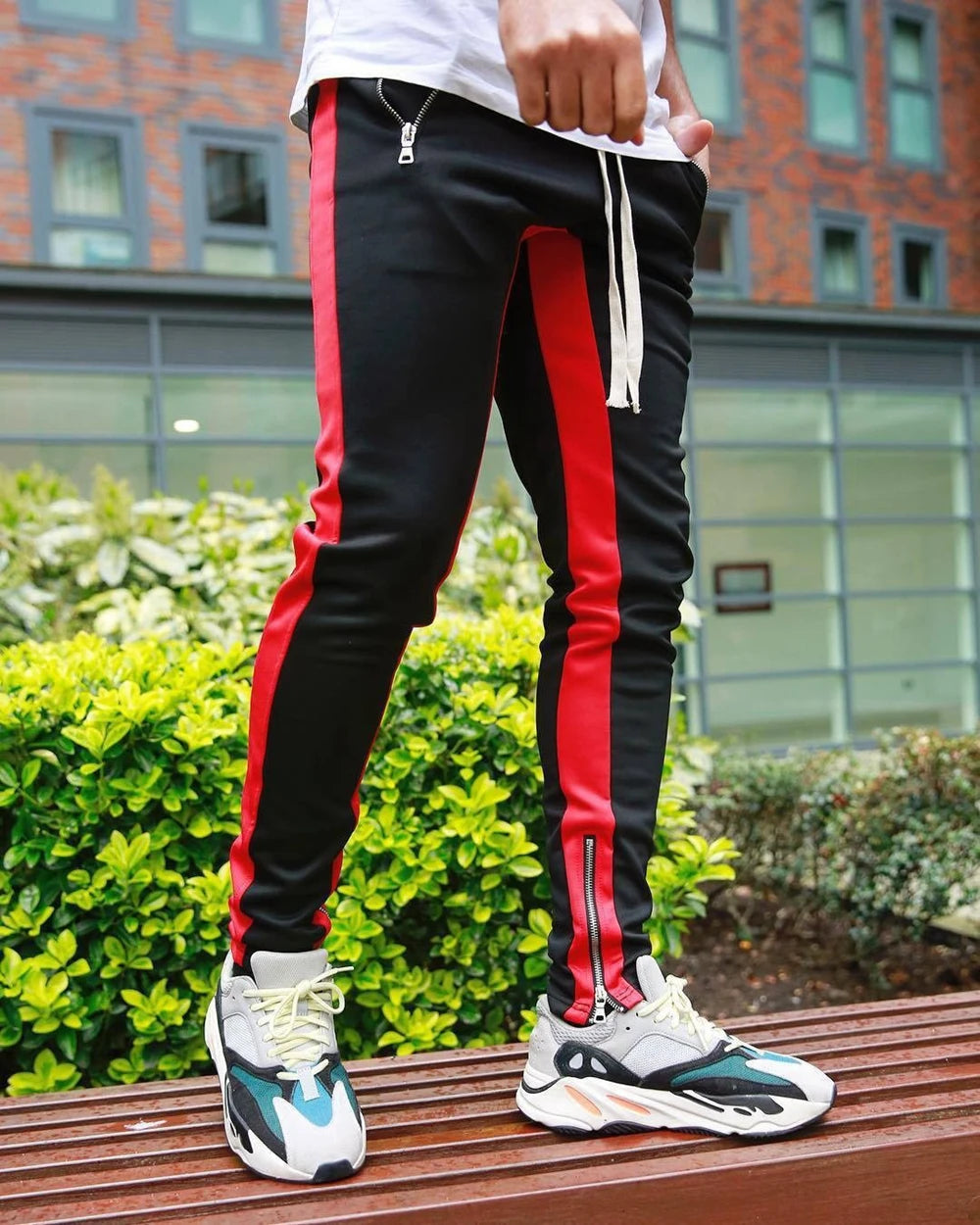 Men's Athletic Plaid Track Sweatpants - Breathable Gym Joggers with Zipper Pockets
