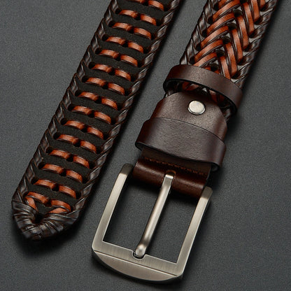 LUCKACE Genuine Leather Belt With Alloy Buckle
