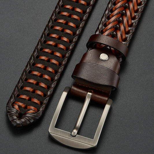 LUCKACE Genuine Leather Belt With Alloy Buckle