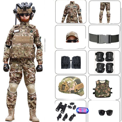 Kids' Tactical Camouflage Military Uniform & Gear Set