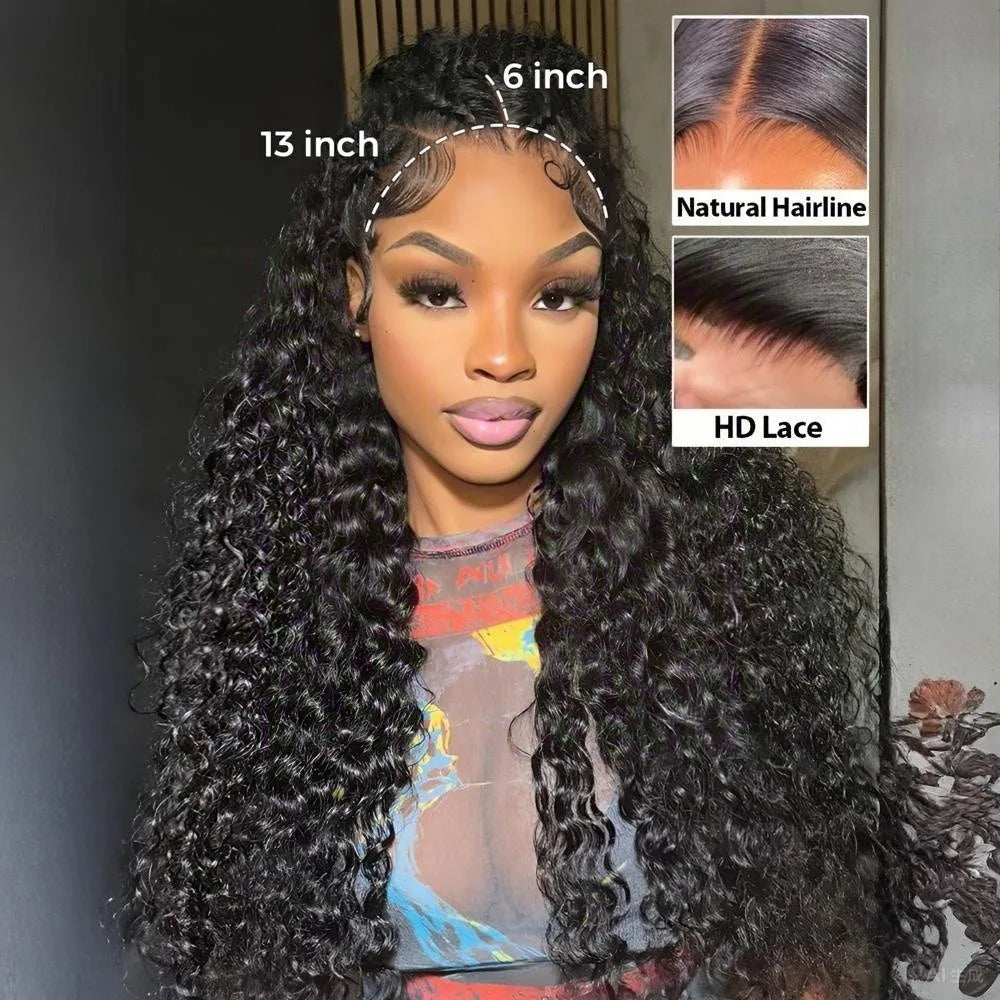 13x6 HD Lace Deep Wave Human Hair Wig (180% - 200% Density)