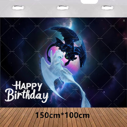 How to Train Your Dragon Party Decorations Set - Foil Balloons, Birthday Banner & Cake Toppers